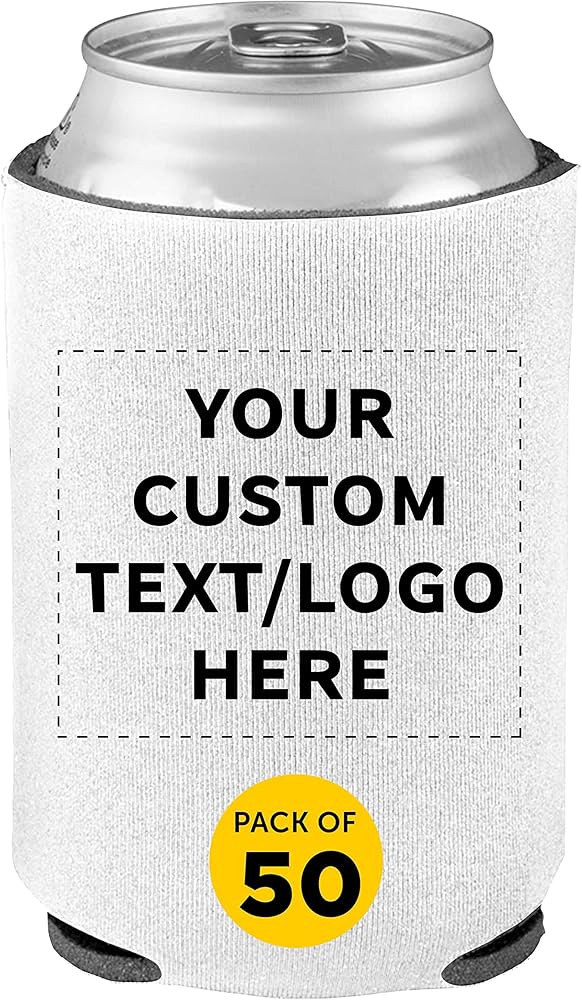DISCOUNT PROMOS Custom Collapsible Beer Can Coolers 4mm Set of 50, Personalized Bulk Pack - Great... | Amazon (US)