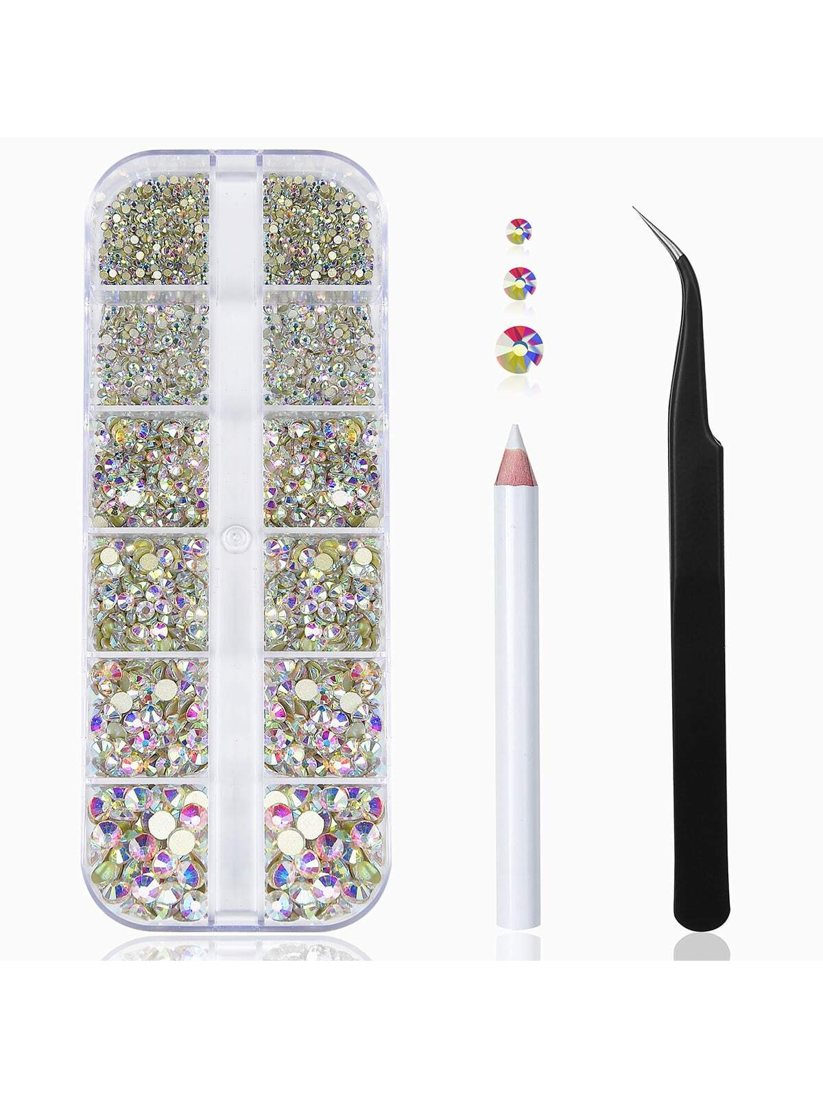 Nail Art Rhinestones Kit 2200pcs Nail Gems Ab Flatback Rhinestones Gems Stones, with Storage Orga... | SHEIN