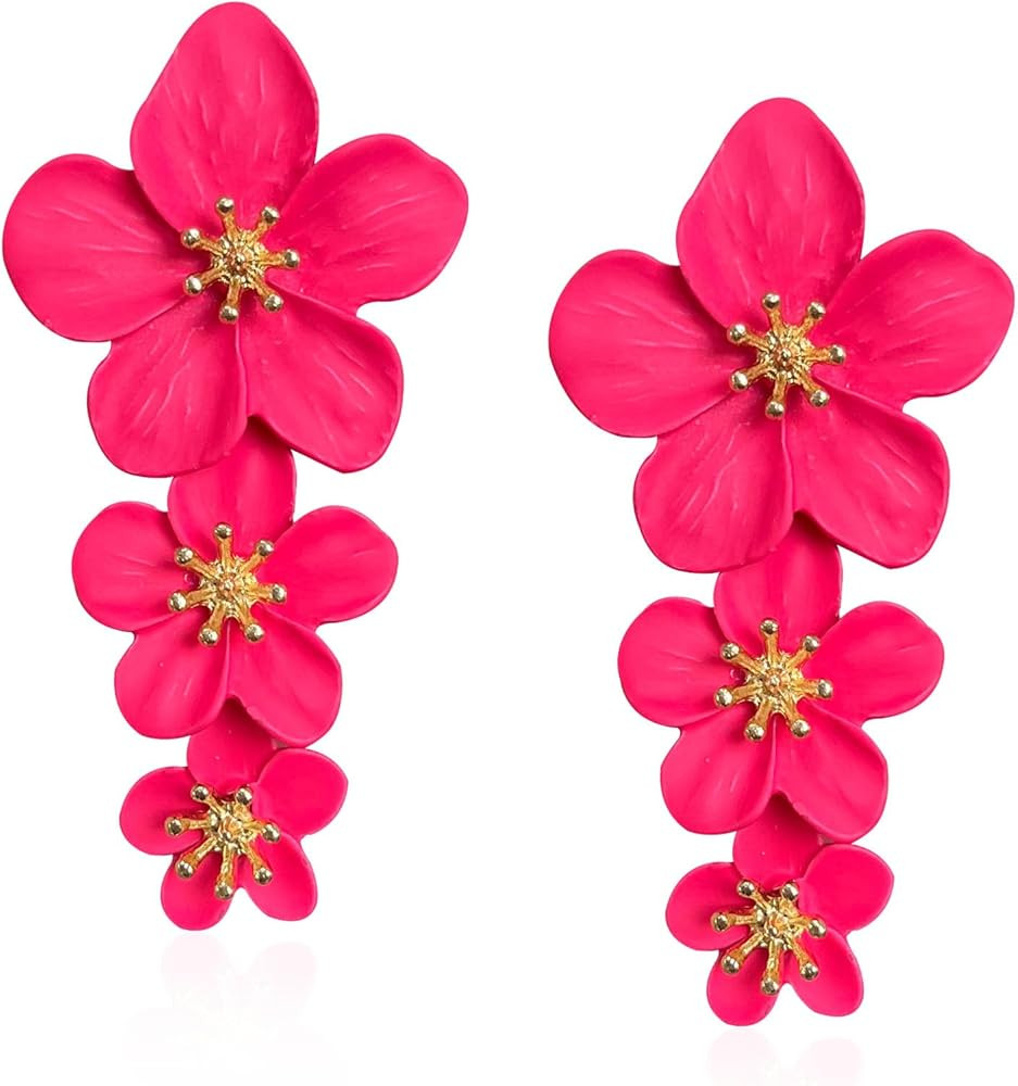 Three Layer Flower Earrings for Women Boho Statement Flower Earrings Bohemian Flower Dangle Earri... | Amazon (US)