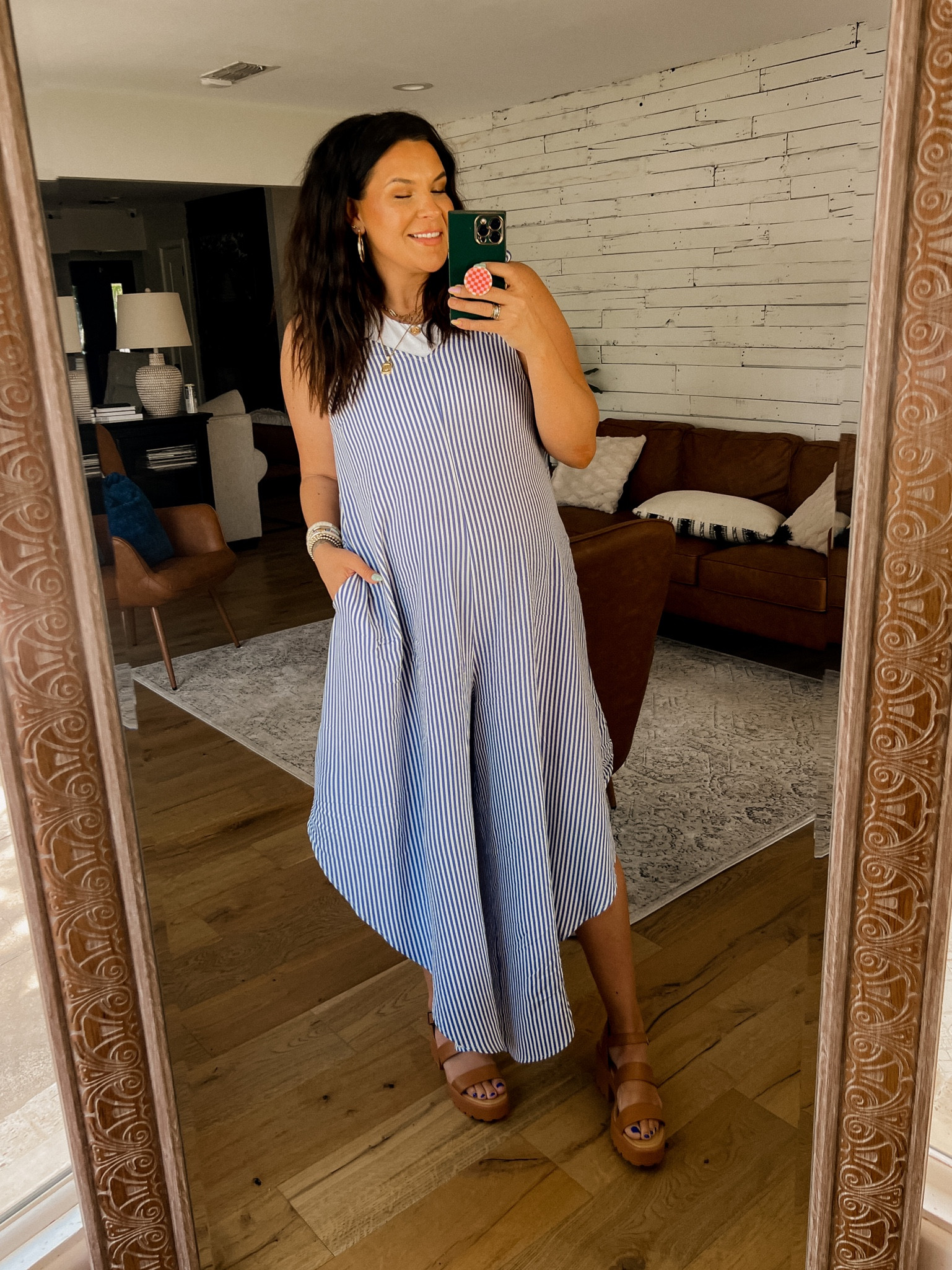 Bump friendly summer outfit

Jumpsuit: Large
Chunky heels: 9 (sized up 1/2 size) to the nearest whole size. 
Bra: XL/DD

#LTKbump #LTKunder50 #LTKstyletip