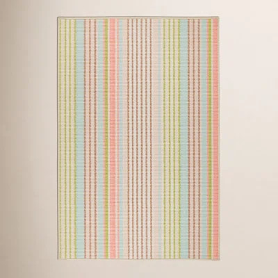 Ana Ticking Aqua Machine Washable Rug | Wayfair North America