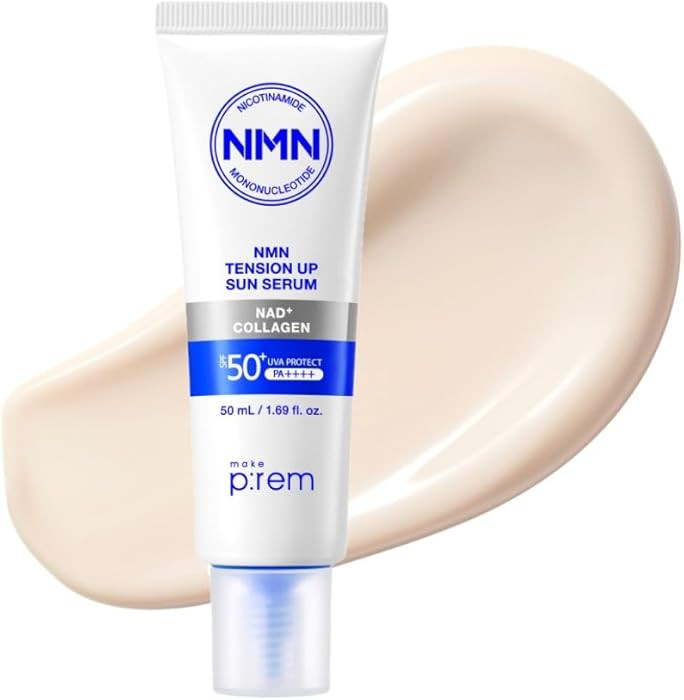 MAKE P:REM NMN NAD+ Collagen Sun Serum SPF 50, Korean Sunscreen, Lightweight Facial Sunscreen Ser... | Amazon (US)