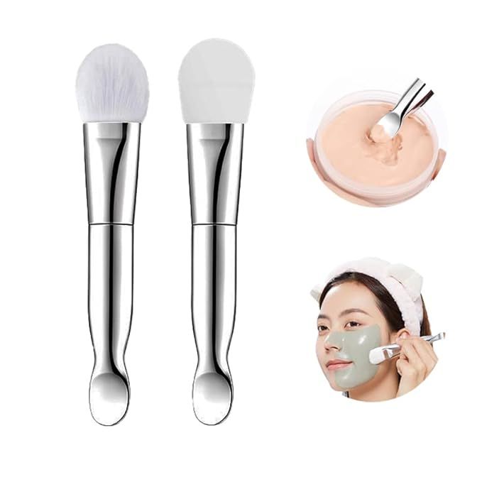 Face Mask Brush 2Pcs, Jrsoul He Face Mask Applicator Double-Ended, Suitable For Mud, Clay, Charco... | Amazon (US)