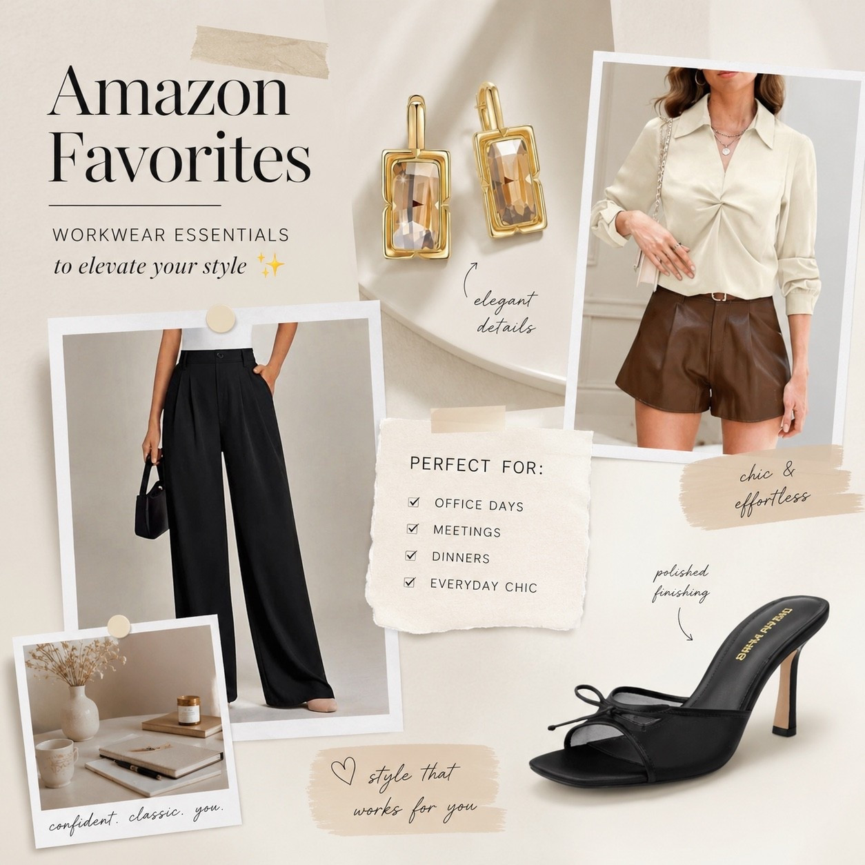 Elevated essentials you’ll reach for again and again. ✨

A timeless neutral palette, effortless silhouettes, and chic accessories are all you need to create polished looks for work, brunch, dinner, or everyday life. These Amazon finds look far more expensive than they are—and they’re some of my current favorites.

#AmazonFinds #LTKStyle #WorkwearStyle #NeutralFashion #AmazonFashion

#LTKootd #LTKWorkwear #LTKSaleAlert