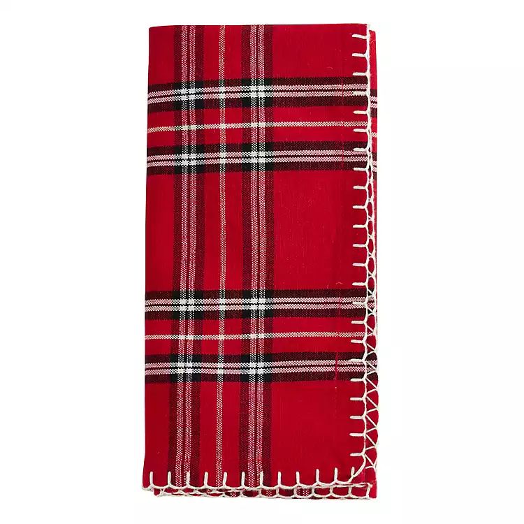 Red Plaid Whipstitch Napkins, Set of 4 | Kirkland's Home