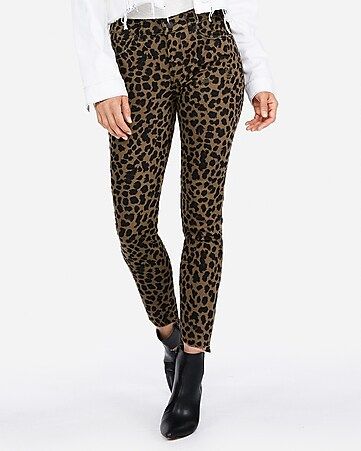 Mid Rise Leopard Stretch Ankle Jean Leggings | Express