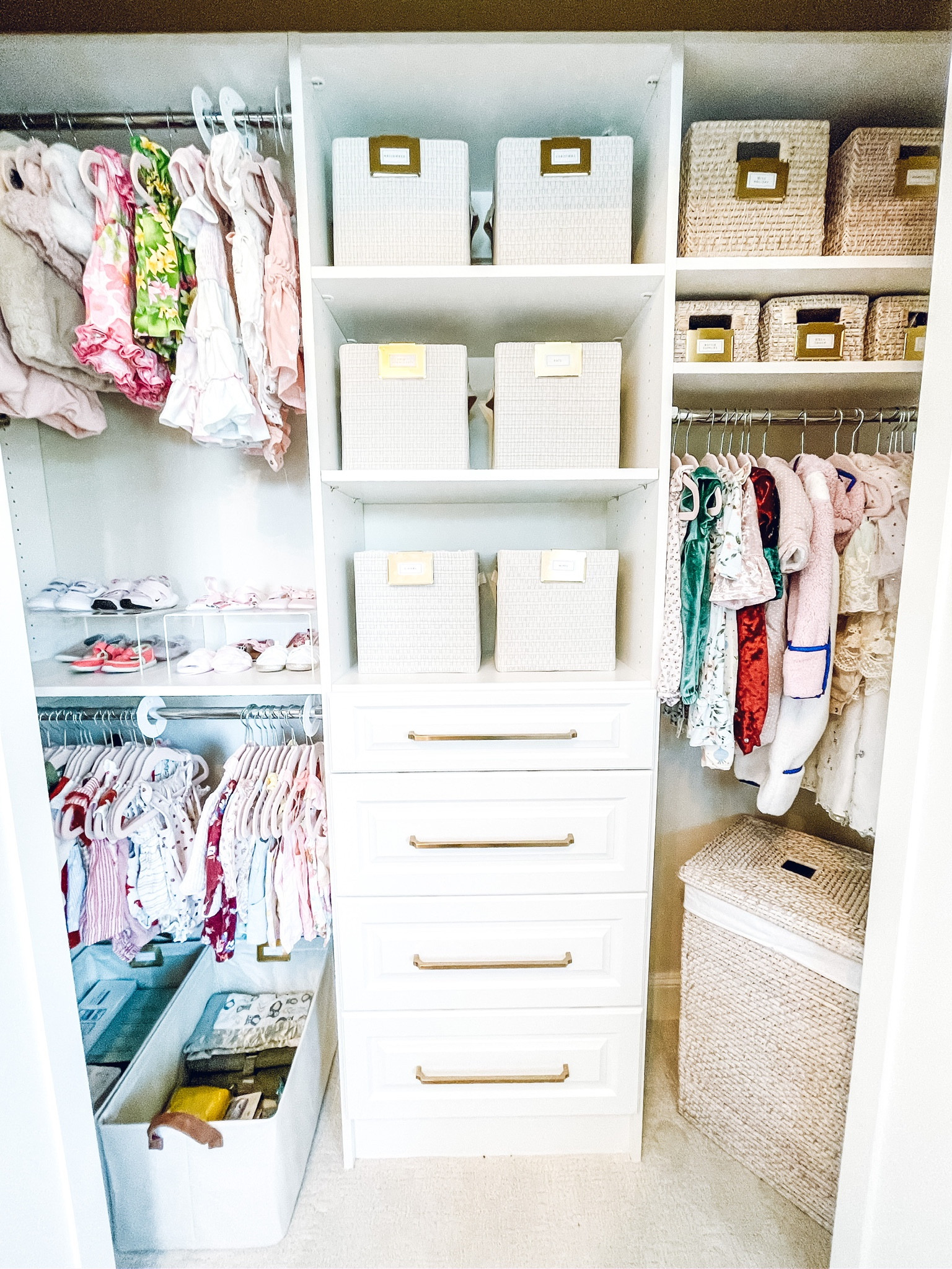 Nursery Organization✨ The Container Store Square Rattan Hamper. The Container Store Bin Clip Label Gold. The Container Store Kiva Cube. The Container Store Rattan Bin W/ Handles. 

#LTKhome #LTKkids #LTKfamily