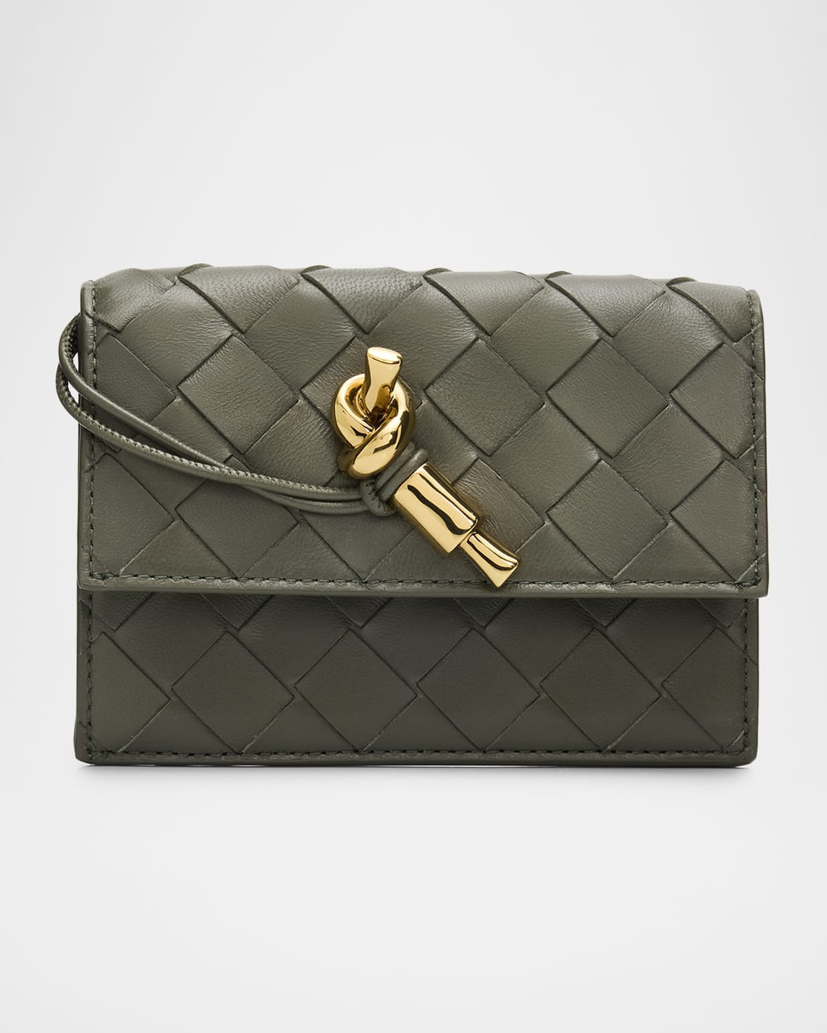 Andiamo Intrecciato Leather Zipped Card Case | Neiman Marcus