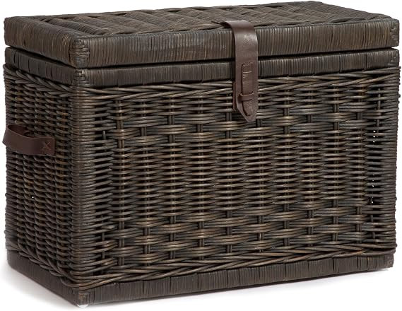The Basket Lady Wicker Storage Trunk, M, Walnut Brown - fully assembled | Amazon (US)