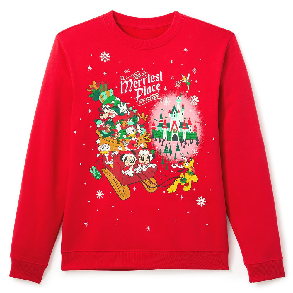 Mickey Mouse and Friends ''The Merriest Place on Earth'' Pullover Sweatshirt for Adults | Disney Store