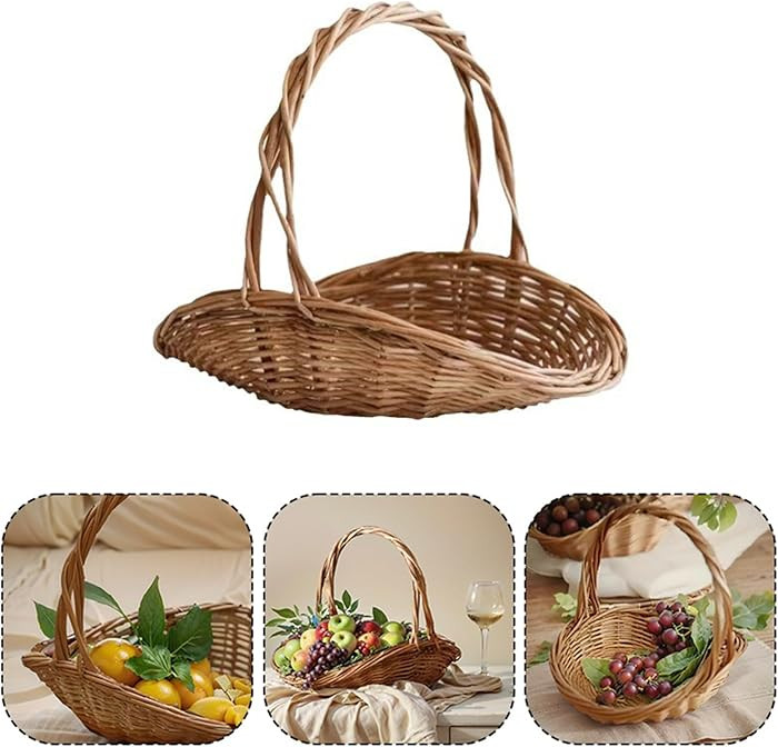 2025 Rattan Garden Baskets with Handle, Mini Picnic Basket, Multipurpose Harvesting Basket, Porta... | Amazon (US)