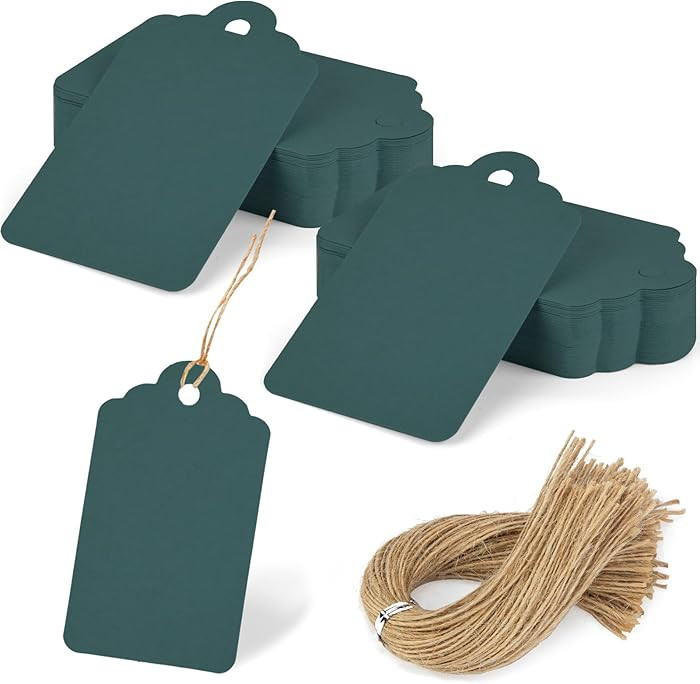 SallyFashion 120PCS Gift Tags with String Attached, 1.6 x 2.8 inch GreenPaper Hang Tags for Cloth... | Amazon (US)