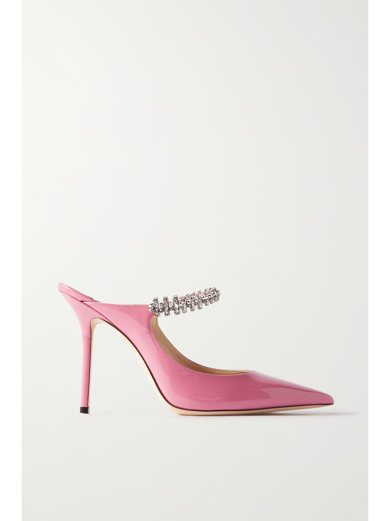 Jimmy Choo - Bing 100 Crystal-embellished Patent-leather Mules - Pink | NET-A-PORTER (US)