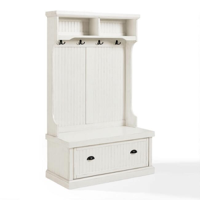 Distressed Wood Delmar Hall Tree Bench | World Market