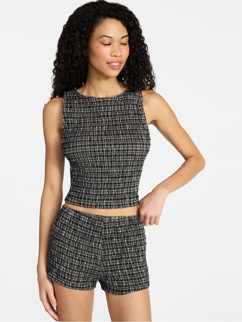 No Boundaries Smocked Tank Top and Shorts Set, 2-Piece, Women's XXS-XXL | Walmart (US)