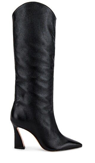 Maryana Stack Flare Boot in Black | Revolve Clothing (Global)