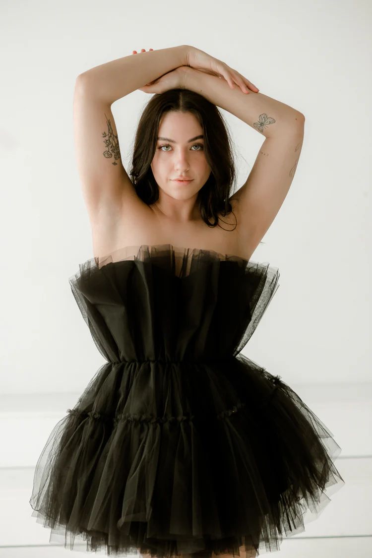 Alizee Tulle Mini Dress - Black | Confête