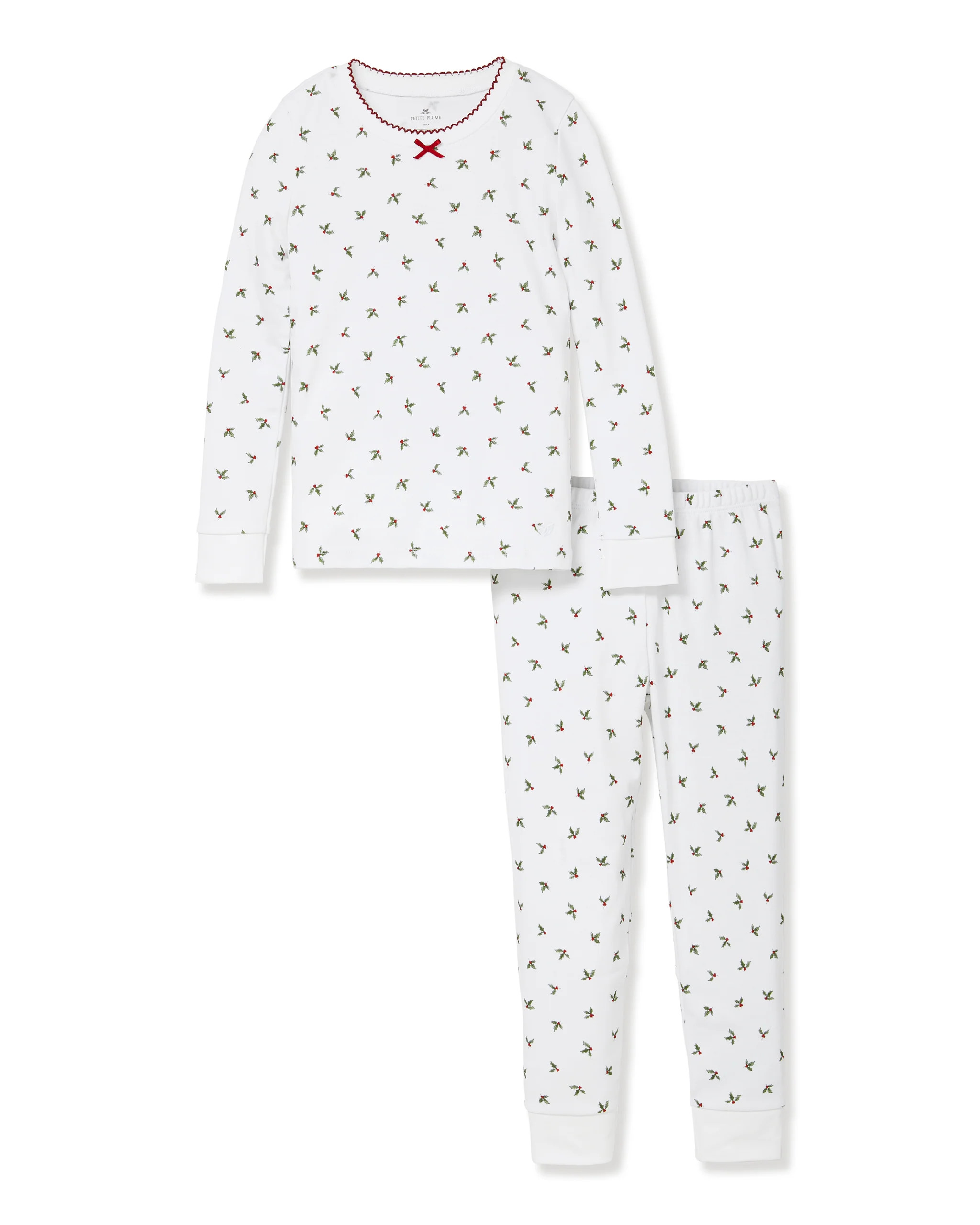 Kid's Pima Snug Fit Pajama Set in Mistletoe Moments | Petite Plume