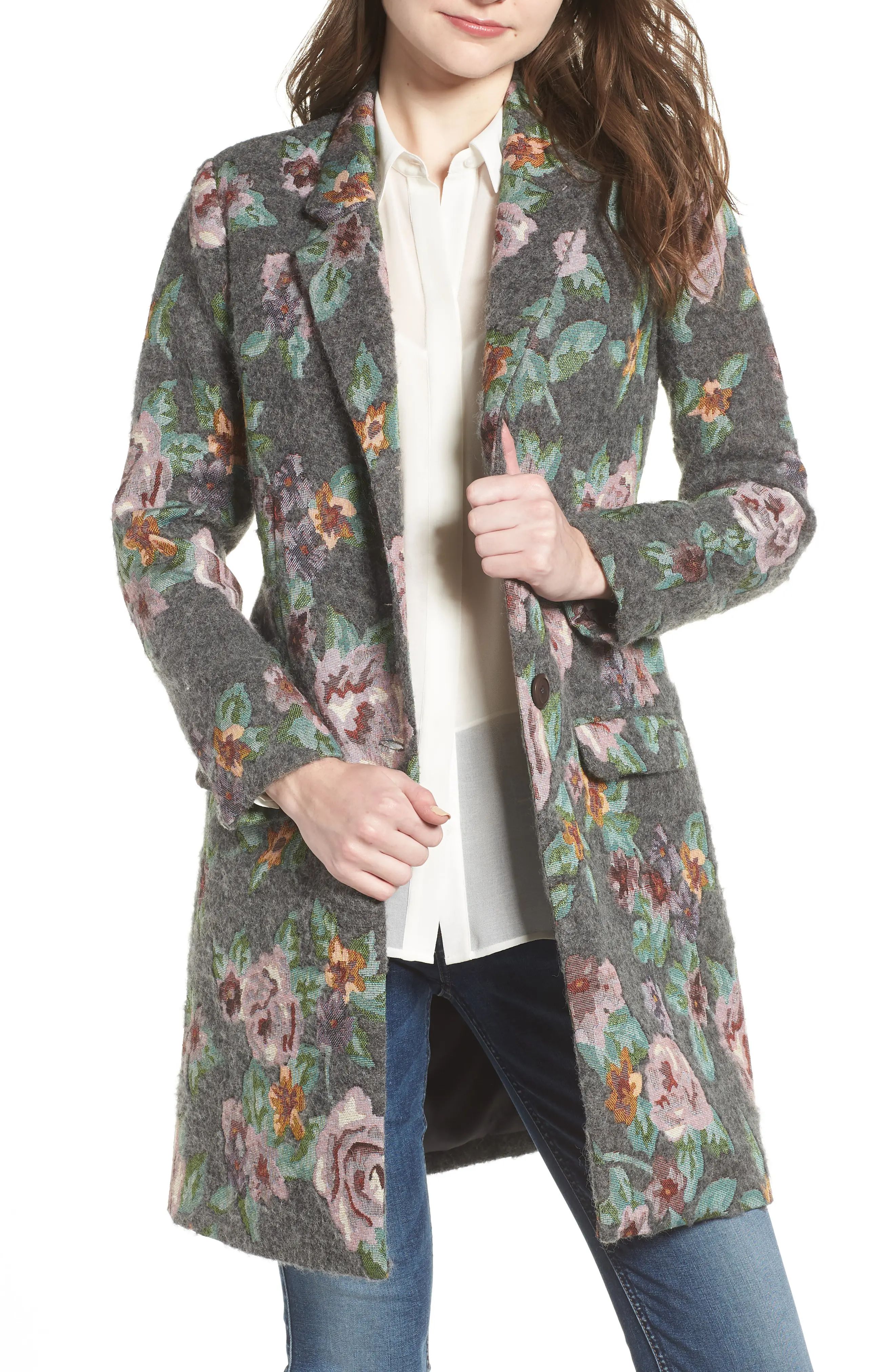 BB Dakota Floral Jacquard Long Blazer | Nordstrom