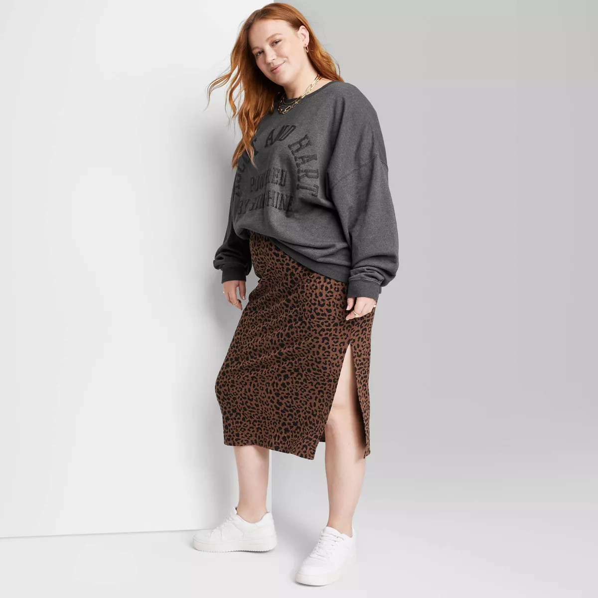 Women's Ascot + Hart Leopard Print Graphic Maxi Skirt - Brown | Target