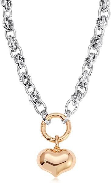 Ettika Locked in Mixed Metal Heart Necklace. Heart Necklace, Gold Necklaces For Women. 18K Gold P... | Amazon (US)