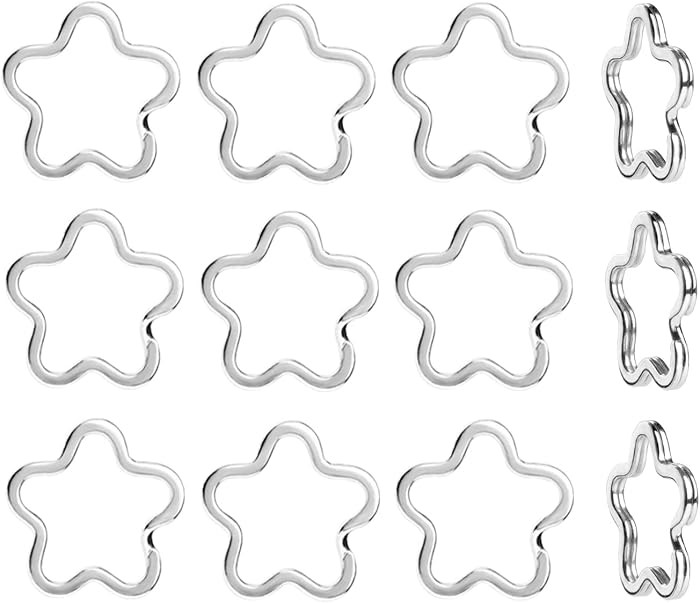 12pcs Creative Key Ring Keychain Flower Shape Silver Metal Flat Split Key Holder Chains Rings Cra... | Amazon (US)