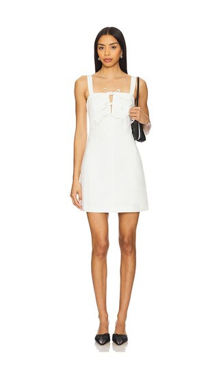 Imogen Tie Mini Dress in White | Revolve Clothing (Global)