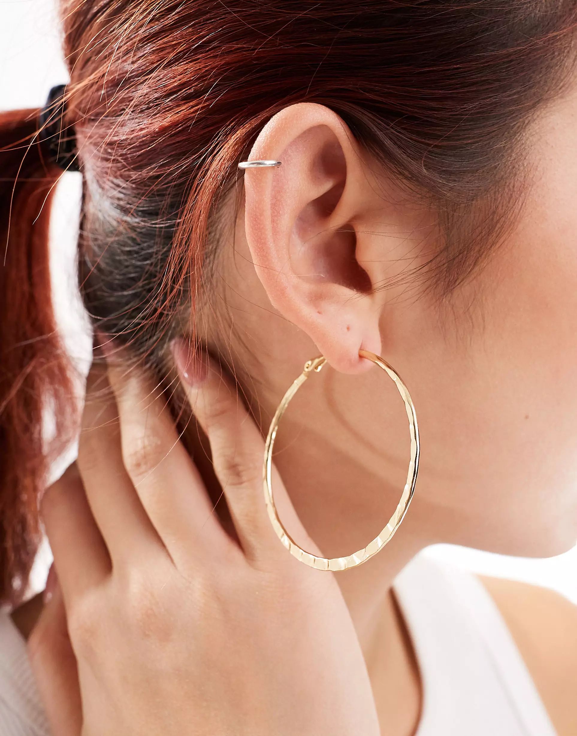 Accessorize hammered large hoop earrings in gold  | ASOS | ASOS (Global)