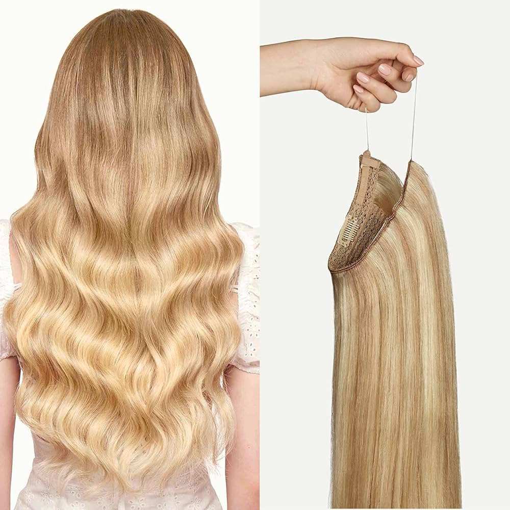 Luxy 100% Remy Human Hair – Halo Clip-In Hair Extensions –Natural Looking Volume & Length - O... | Amazon (US)