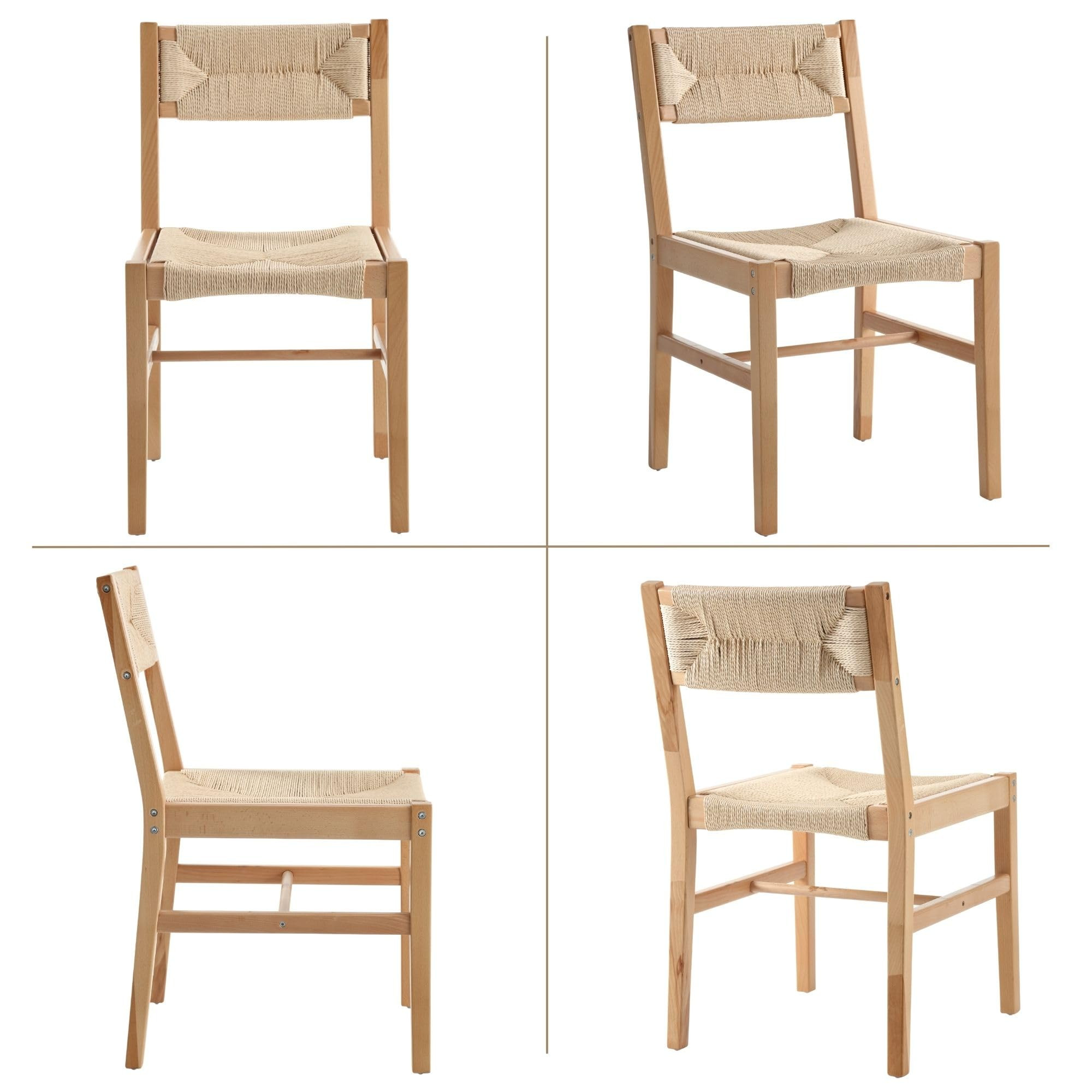 Wahson Set of 4 Mid Century Dining Chair, Boho Farmhouse Cane Chair, Kitchen Chairs with Natural ... | Amazon (US)