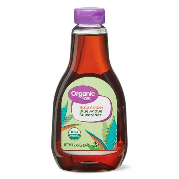 Great Value Organic, Raw Amber Blue Agave Sweetener Sugar Substitute, 23.5 oz Bottle | Walmart (US)