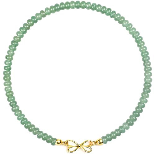 Beaded Gemstone Necklace for Women, Natural Bead Choker Necklace, Handmade Surfer Beach Necklace Trendy Jewelry Gift for Women Girls Teens (Aventurine) | Amazon (US)