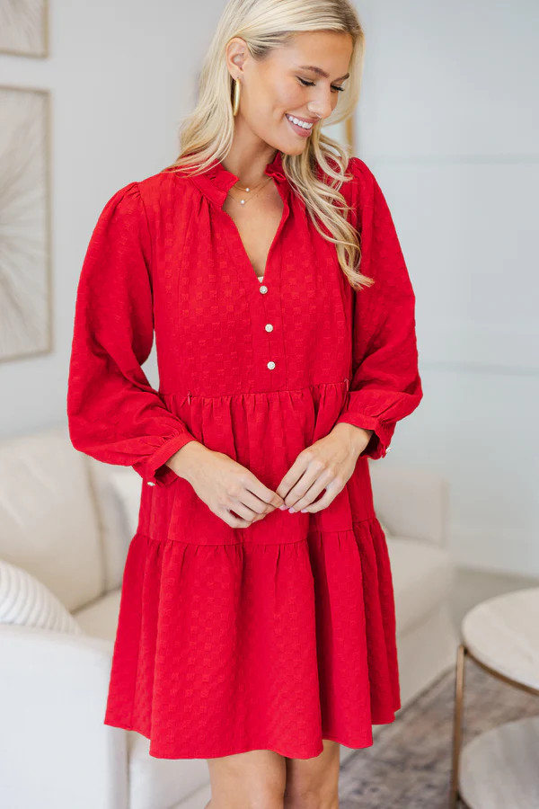 NURSING COLLECTION: All Up To You Red Textured Dress | The Mint Julep Boutique