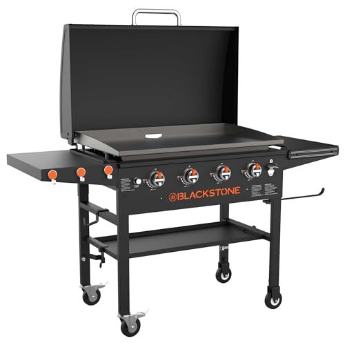 Blackstone 36” Griddle with Hood & Four Burners - Stainless Steel Gas Griddle with Hood, Wheels... | Amazon (US)