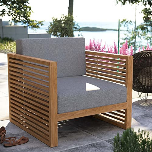 Modway Carlsbad Teak Wood Outdoor Patio Armchair, Natural Gray | Amazon (US)