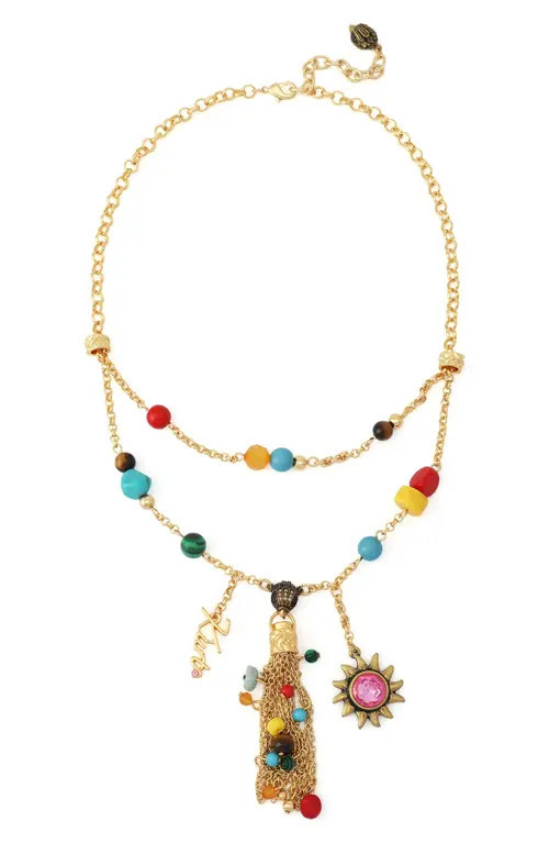 Kurt Geiger London Bead Tassel Layered Necklace in Gold/Multi at Nordstrom | Nordstrom