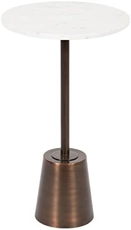 Kate and Laurel Tira Round Side Table, 14 x 14 x 24, White and Bronze, Decorative Pedestal Style ... | Amazon (US)
