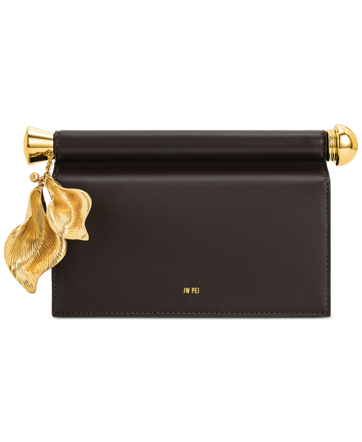 Jw Pei Holly Metal Pendant Embellished Plain Weave Mini Clutch Handbag - Dark Brown | Macy's