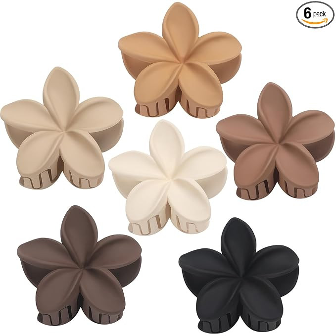 Hawaiian Plumeria Flower Claw Hair Clips - 6 Pcs Large for Thick Hair and Thin for Beach, Hair Ac... | Amazon (US)