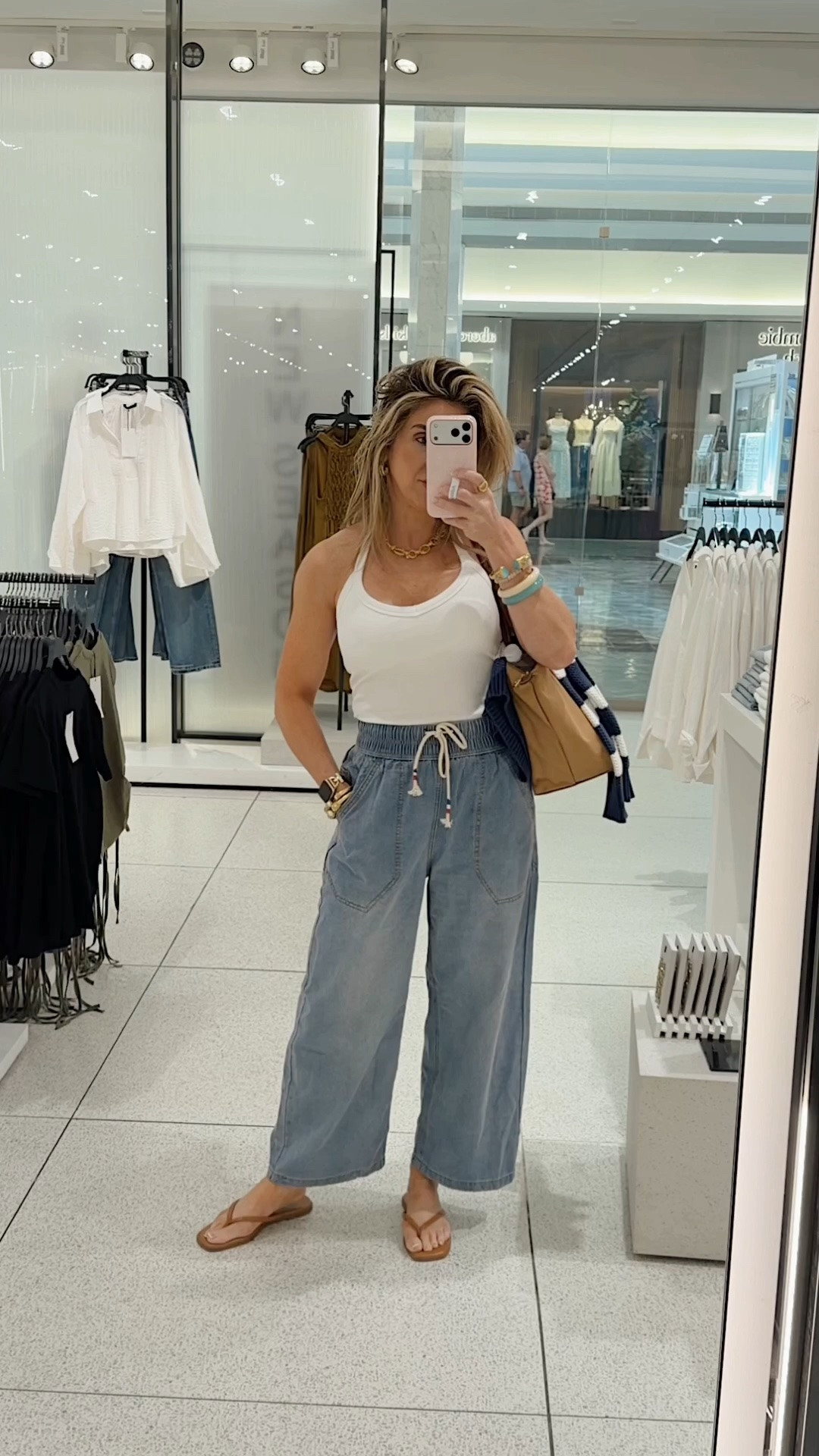 Weekend shopping ootd. These pants/jeans are SO insanely comfortable and cozy! 

Summer outfits over 40, summer outfit, elastic waist denim jeans, drawstring pants, fall outfits, back to school outfits

#LTKdayinmylife #LTKootd #LTKOver40