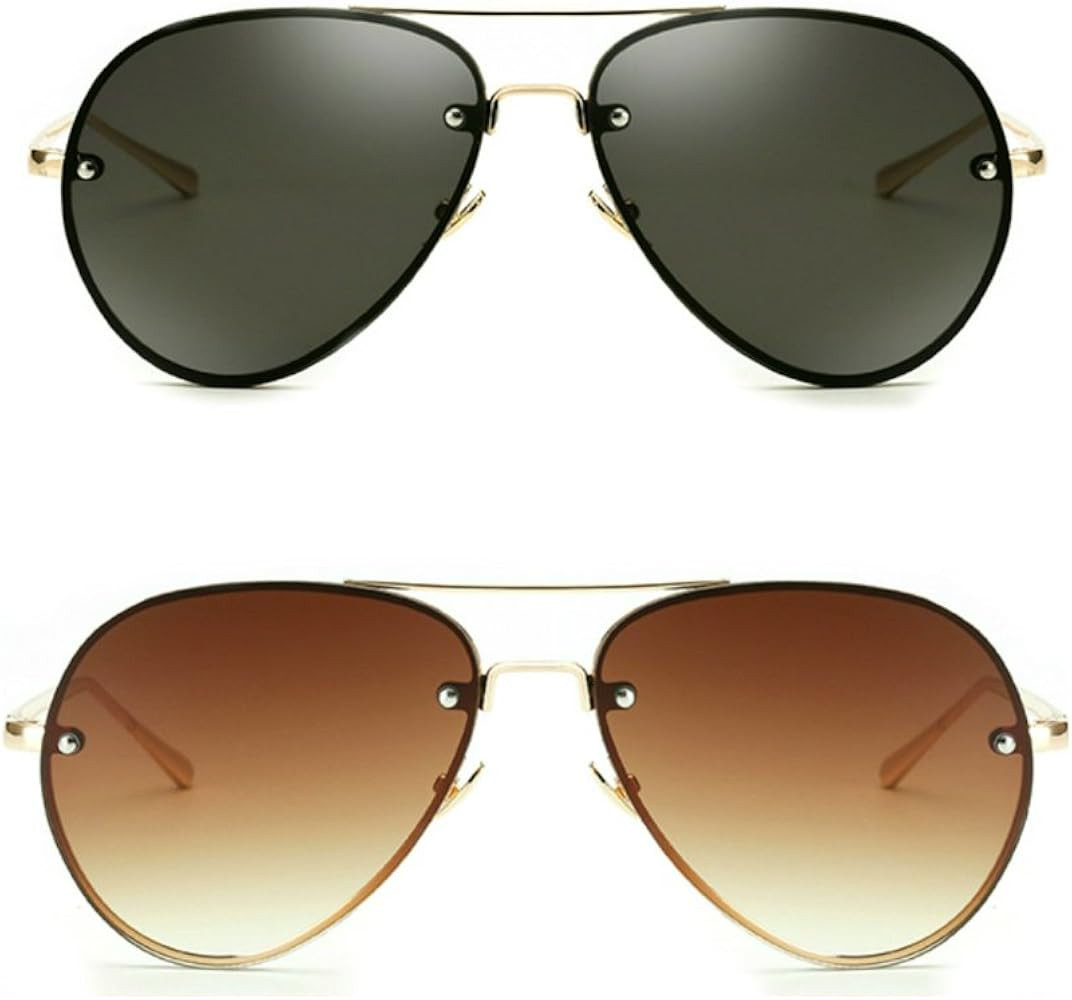 Freckles Mark Classic Oversized Aviator Sunglasses Vintage Retro Gold Metal Frame Clear Colorful ... | Amazon (US)