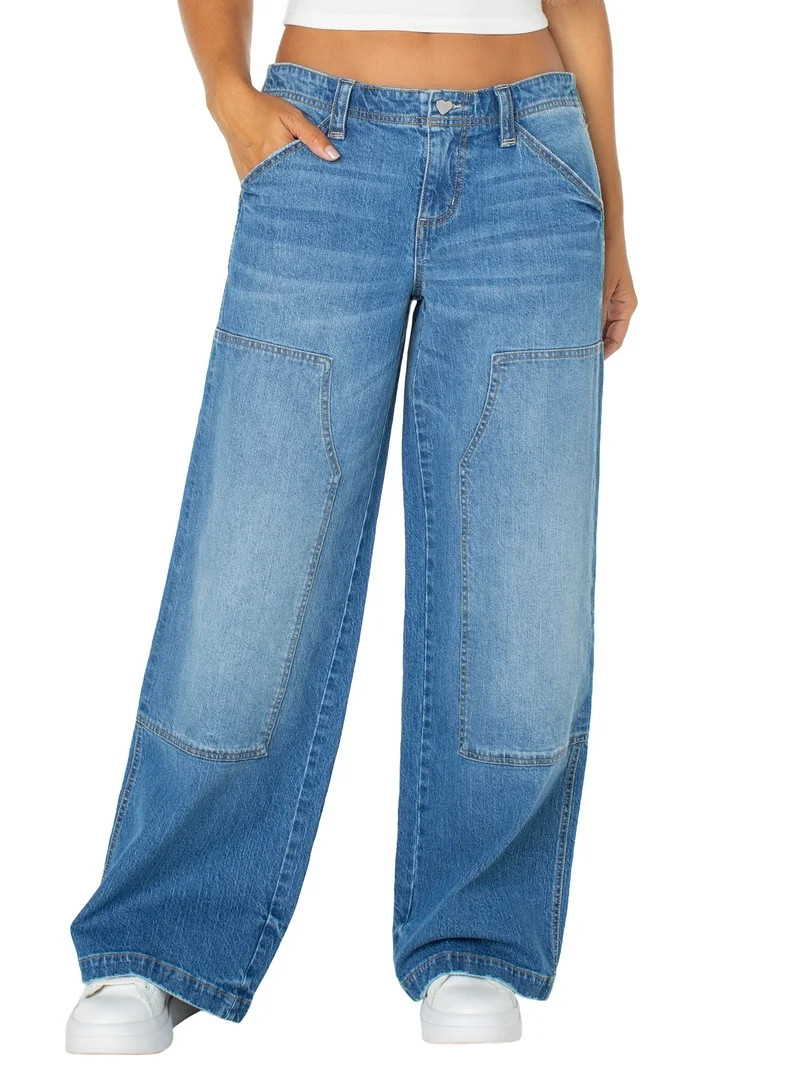 Celebrity Pink Women's Low Rise Baggy Utility Wide Leg Jeans, Sizes 1-21 | Walmart (US)
