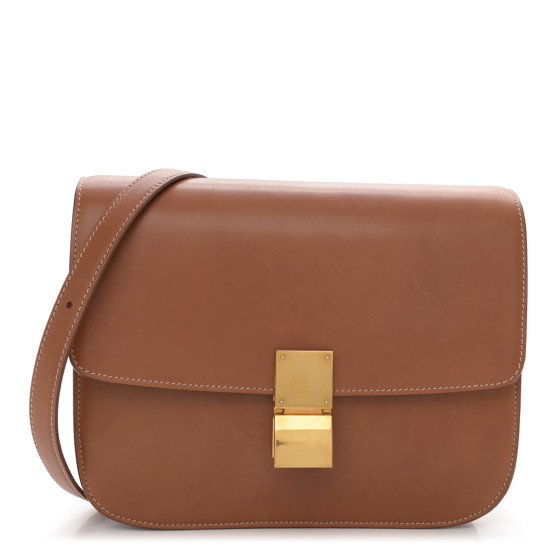 Natural Calfskin Medium Classic Box Flap Bag Tan | FASHIONPHILE (US)