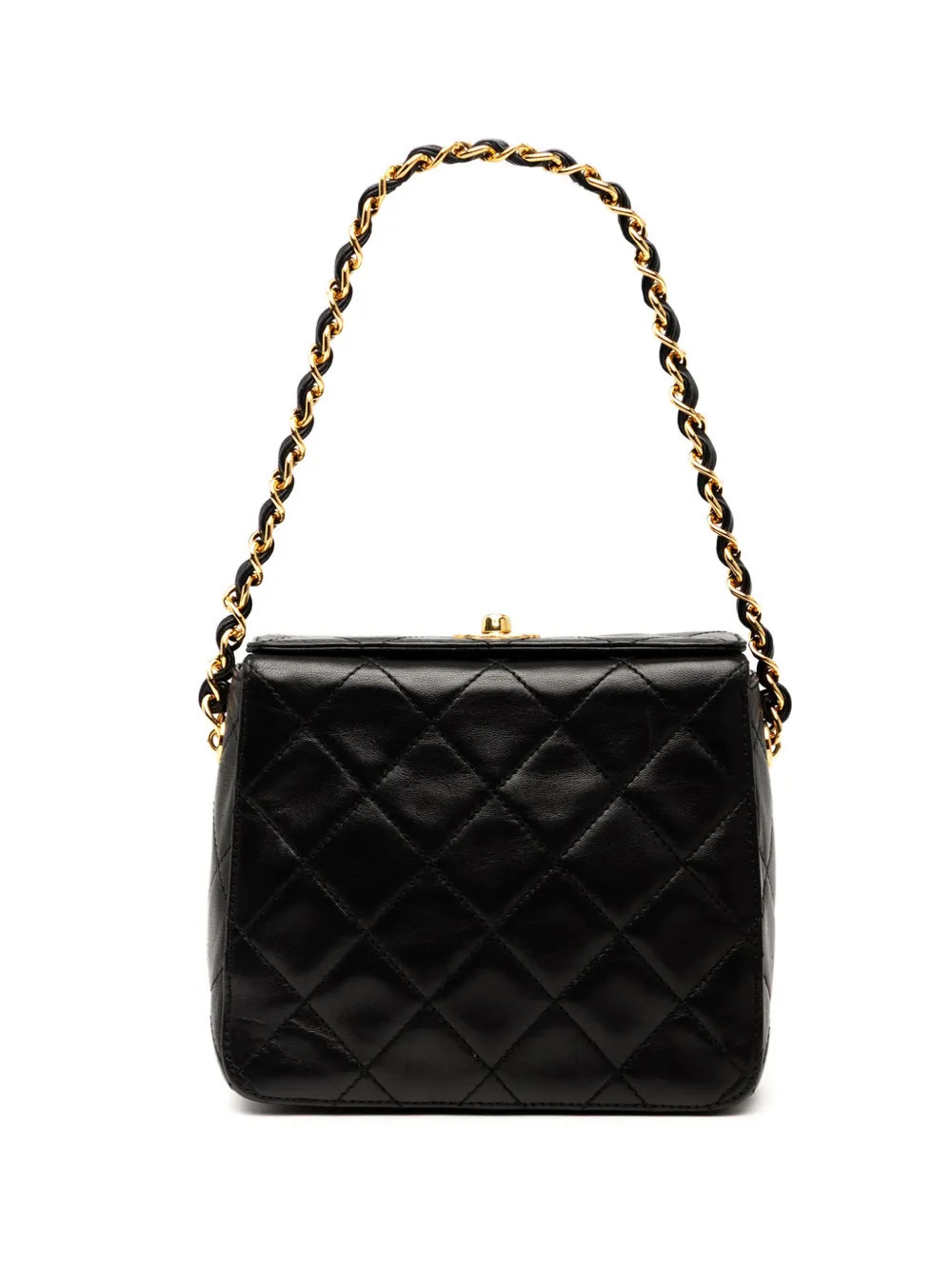 CHANEL Pre-Owned 1996-1997 CC Quilted Lambskin Turnlock handbag - Black | Farfetch Global