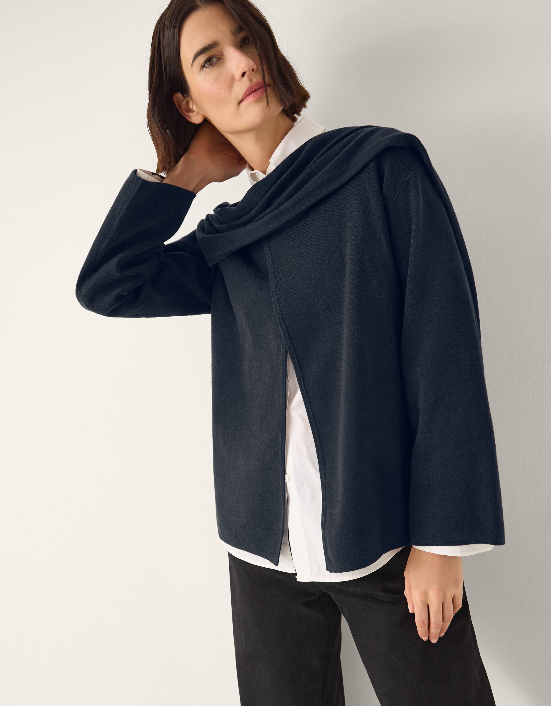 Simmi Asymmetrical Scarf Cardigan Blue | Monsoon (UK)