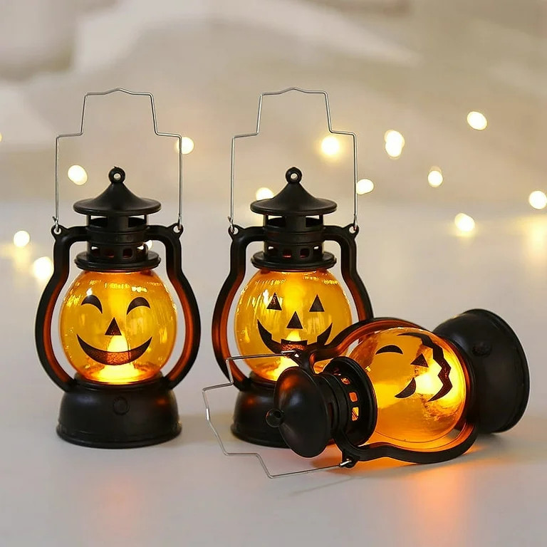 Halloween LED Lantern Lights 3-Packs ,  Small Vintage Style Flameless Lantern Decorative ，Lamp ... | Walmart (US)
