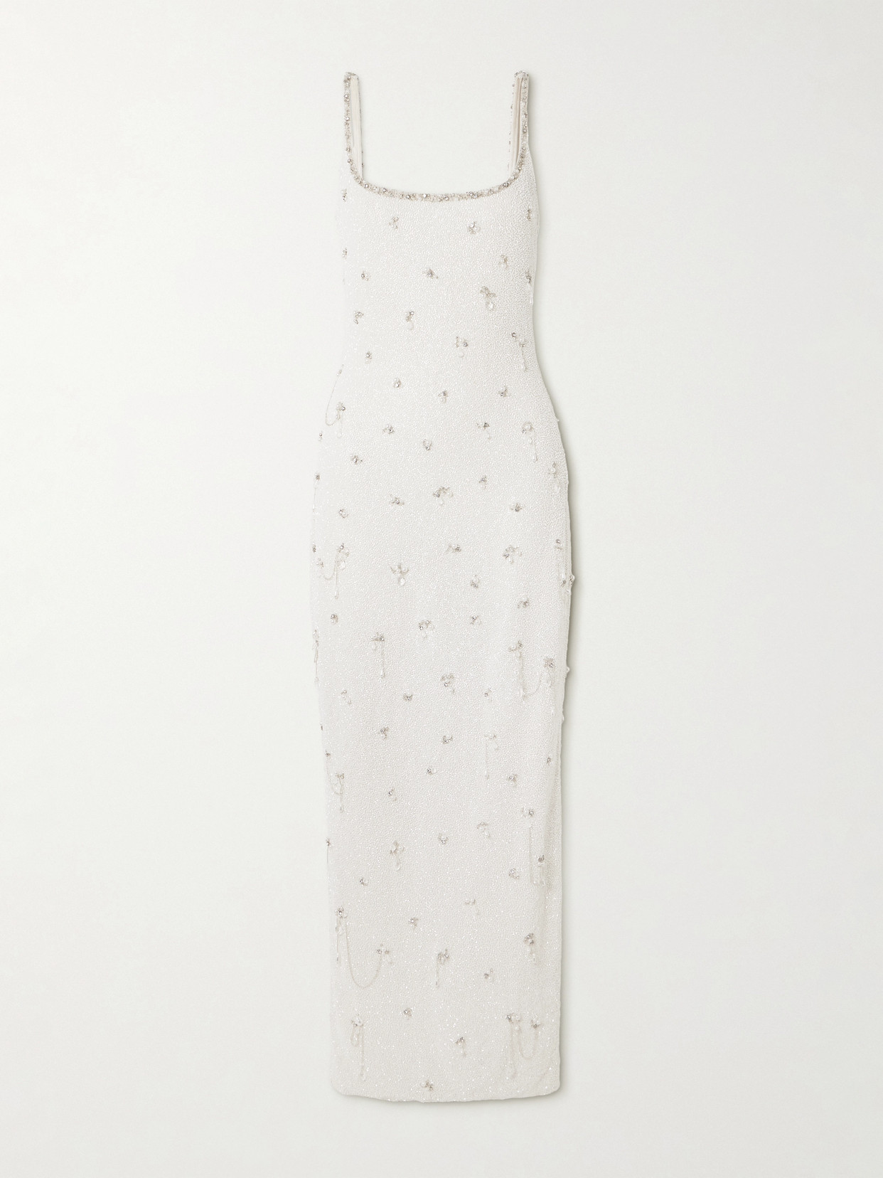 Clio Peppiatt - Droplet Embellished Beaded Stretch-tulle Gown - Ivory | NET-A-PORTER (UK & EU)