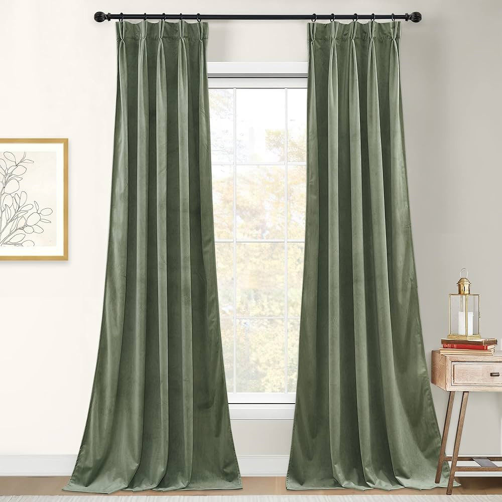 Amazon.com: StangH Pinch Pleat Velvet Curtains Custom Sizes & Various Clolors Super Soft Room Dar... | Amazon (US)