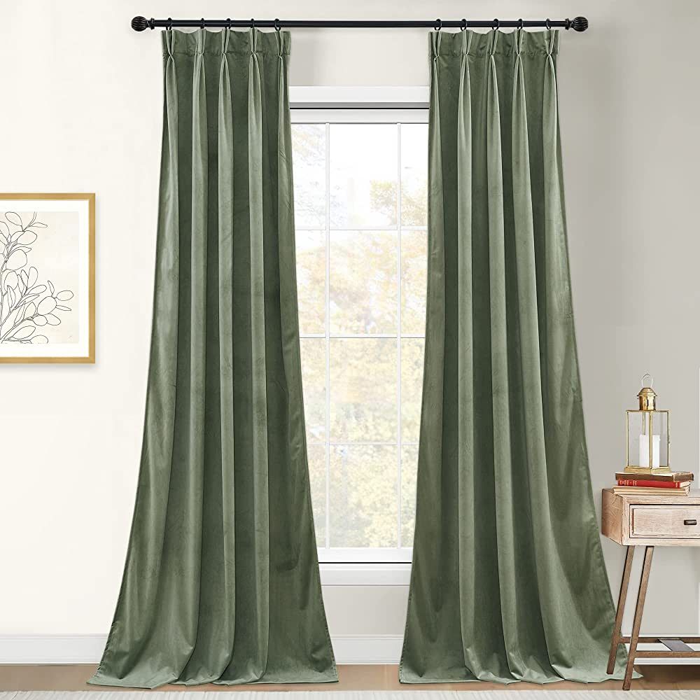 Amazon.com: StangH Pinch Pleat Velvet Curtains Custom Sizes & Various Clolors Super Soft Room Dar... | Amazon (US)