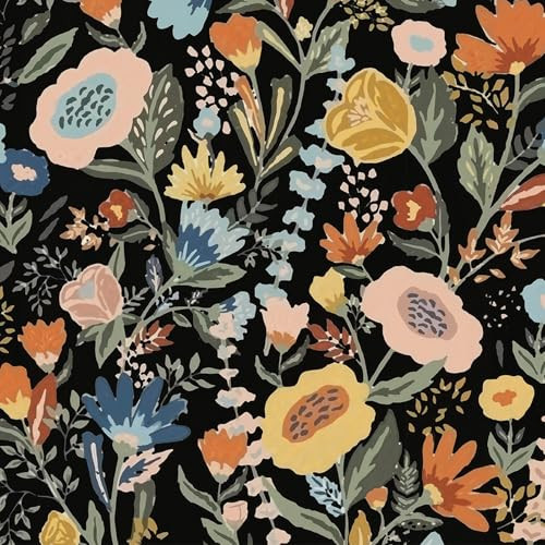 Vividpatch Floral Wallpaper Peel and Stick Boho Wall Paper Removable Waterproof Idyllic Flower Pattern Contact Paper for Bedroom, Bathroom, Home Wall 17.3" x 118" | Amazon (US)